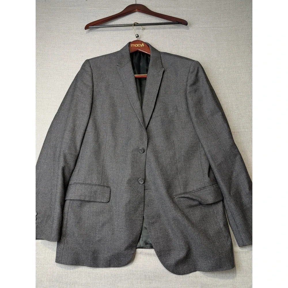 Calvin Klein‎ Mens XL Gray Nailhead 100% Wool 2-Button Suit Jacket Blazer